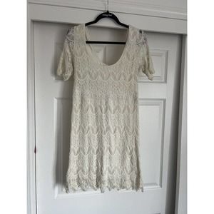 Pins & Needles Women's White Lace Dress Large Urban Outfitters Bridal Crochet